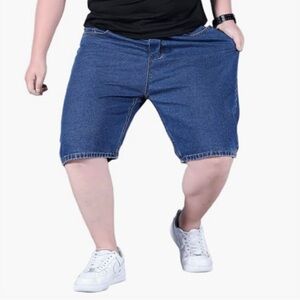 Jorts for Men Baggy Elastic Waist For Comfort. Plus Size Teen Boys Denim Jorts